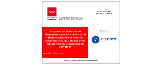 Aserpinto realiza 50 contrataciones acogidas al Programa de Formación en Alternancia con la actividad laboral dirigido a prevenir el riesgo de desempleo de larga duración como consecuencia de la pandemia de Covid-19